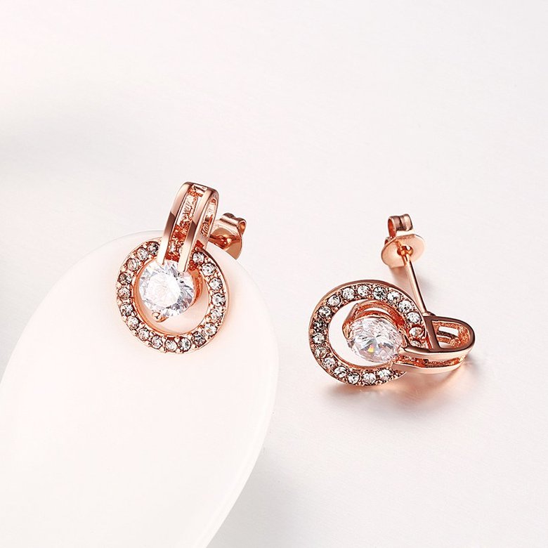 Wholesale Trendy Cubic Zirconia Gold Hoop Round Earrings Luxury Brand Pave High Quality Crystal Drop Earrings For Women Korean Jewelry TGGPE089 2