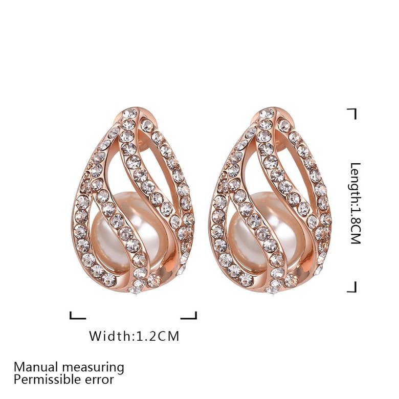 Wholesale New fashion water drop Openwork Pearl Earrings Vintage party Jewelry rose gold zircon Earring For Women gift  TGGPE093 0