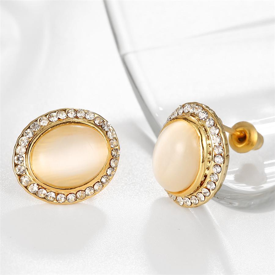 Wholesale Trendy 24K Gold Opal Oval Stone Stud Earring For Women Jewelry fine Gift TGGPE095 0