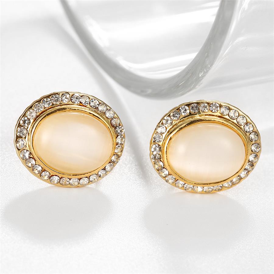 Wholesale Trendy 24K Gold Opal Oval Stone Stud Earring For Women Jewelry fine Gift TGGPE095 1