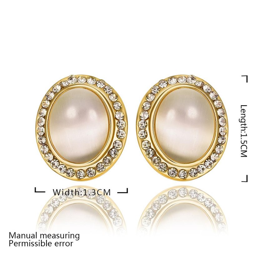 Wholesale Trendy 24K Gold Opal Oval Stone Stud Earring For Women Jewelry fine Gift TGGPE095 3