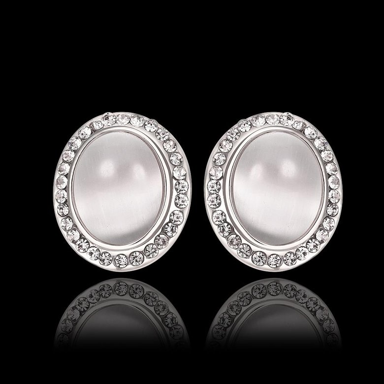 Wholesale Trendy 24K Gold Opal Oval Stone Stud Earring For Women Jewelry fine Gift TGGPE095 4