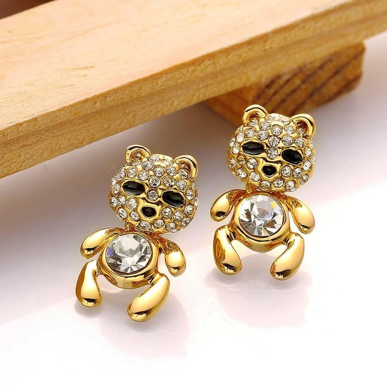 Wholesale New Design Fashion 24K gold high quality Jewelry Crystal Bear Love Stud Earrings for Woman Holiday Party Daily Exquisite Earring TGGPE104 1