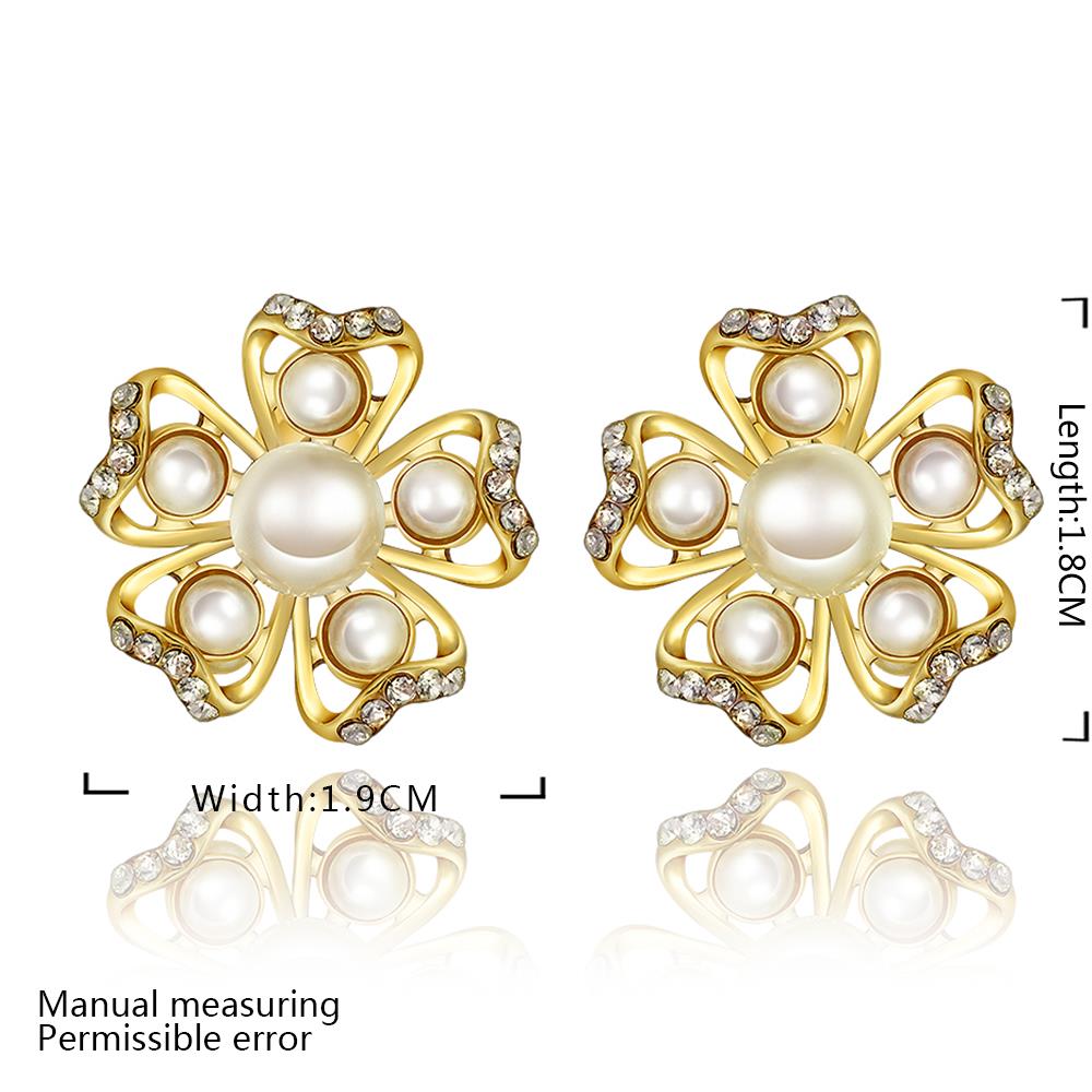 Wholesale Trendy 24K Gold Plated Pearl Stud Earring For Women Little Flower Charm Fine Jewelry  TGGPE123 0