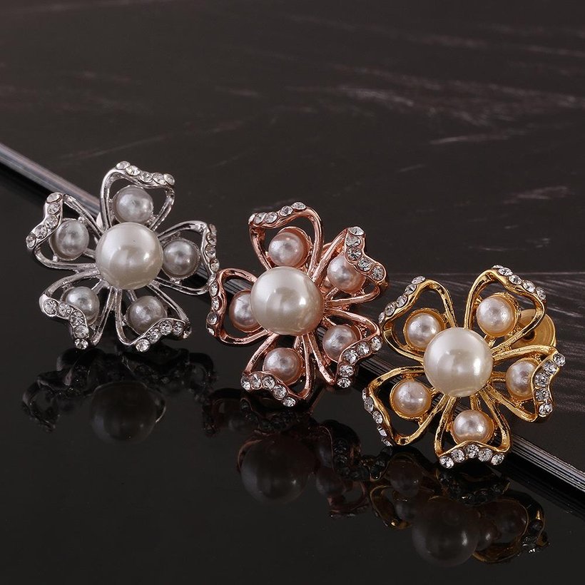 Wholesale Trendy 24K Gold Plated Pearl Stud Earring For Women Little Flower Charm Fine Jewelry  TGGPE123 1