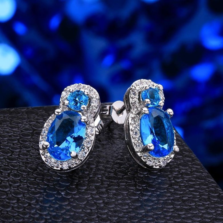 Wholesale Gorgeous AAA Sky Blue Cubic Zirconia round Dangle Earrings for Party Noble Wedding Women Earrings Classic Jewelry TGGPE206 1