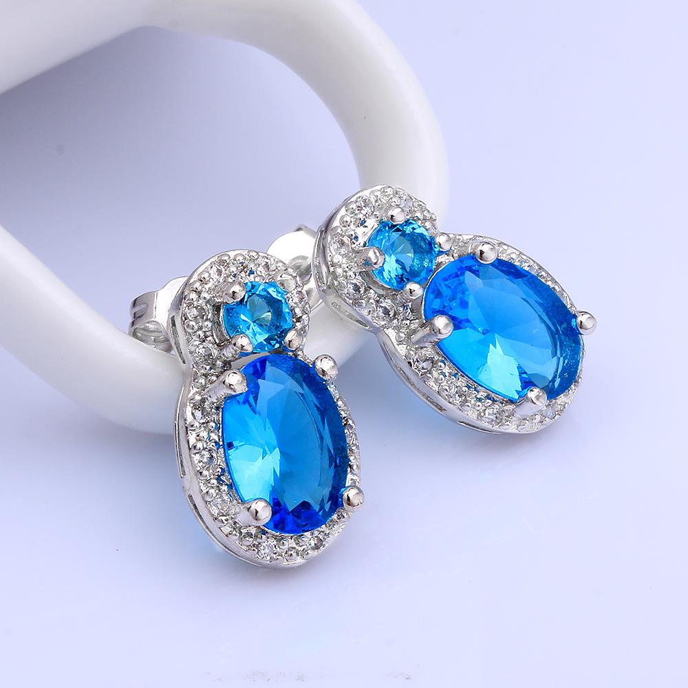Wholesale Gorgeous AAA Sky Blue Cubic Zirconia round Dangle Earrings for Party Noble Wedding Women Earrings Classic Jewelry TGGPE206 2