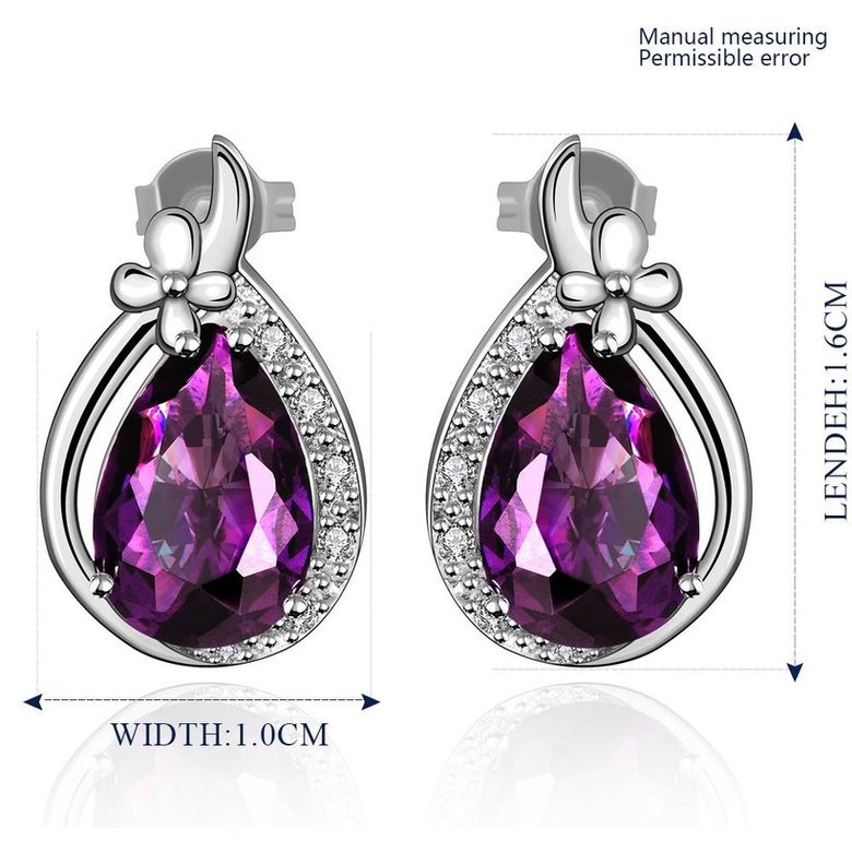Wholesale Hot Sale Elegant Women Purple Rhinestone Water Drop Earrings Crystal Stone Dangle Earrings Gift For Women Birthday Gifts TGGPE208 3