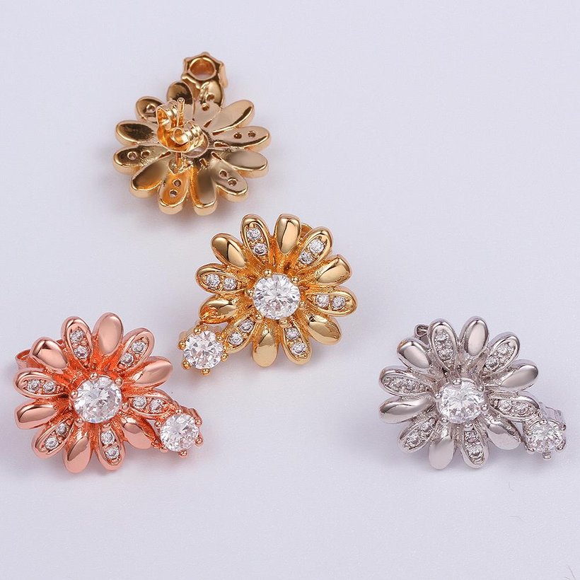 Wholesale Romantic 24K Gold Plated CZ Stud Earring Accessories chrysanthemum Shape Zircon Earrings for Women Wedding Engagement TGGPE220 0