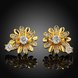 Wholesale Romantic 24K Gold Plated CZ Stud Earring Accessories chrysanthemum Shape Zircon Earrings for Women Wedding Engagement TGGPE220 1 small