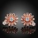 Wholesale Romantic 24K Gold Plated CZ Stud Earring Accessories chrysanthemum Shape Zircon Earrings for Women Wedding Engagement TGGPE220 4 small