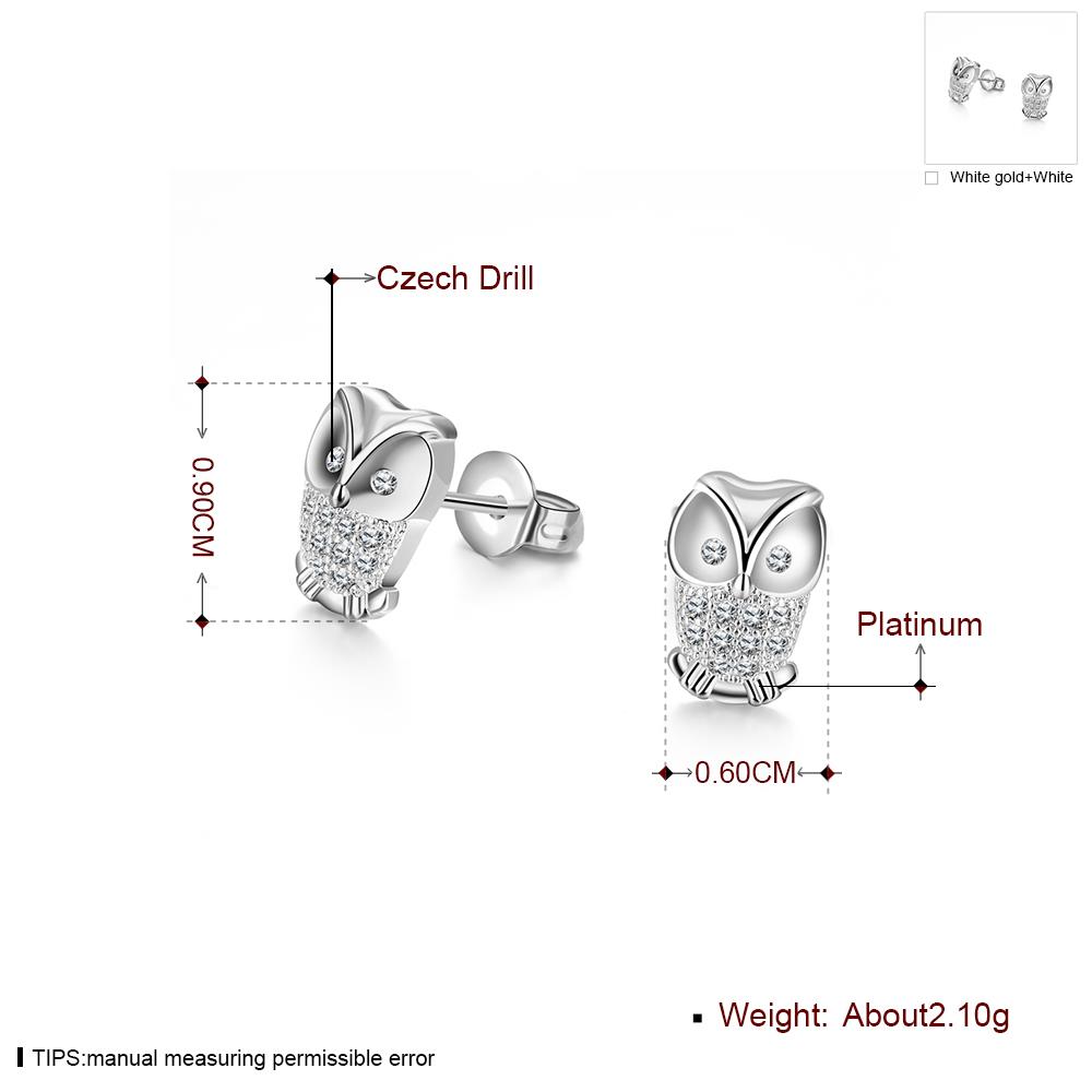 Wholesale Classic Platinum Rhinestone Stud Earring owl  AAA Zircon Earring for Women Crystal Drop Earring Daily Pendant Birthday Gift  TGGPE242 1