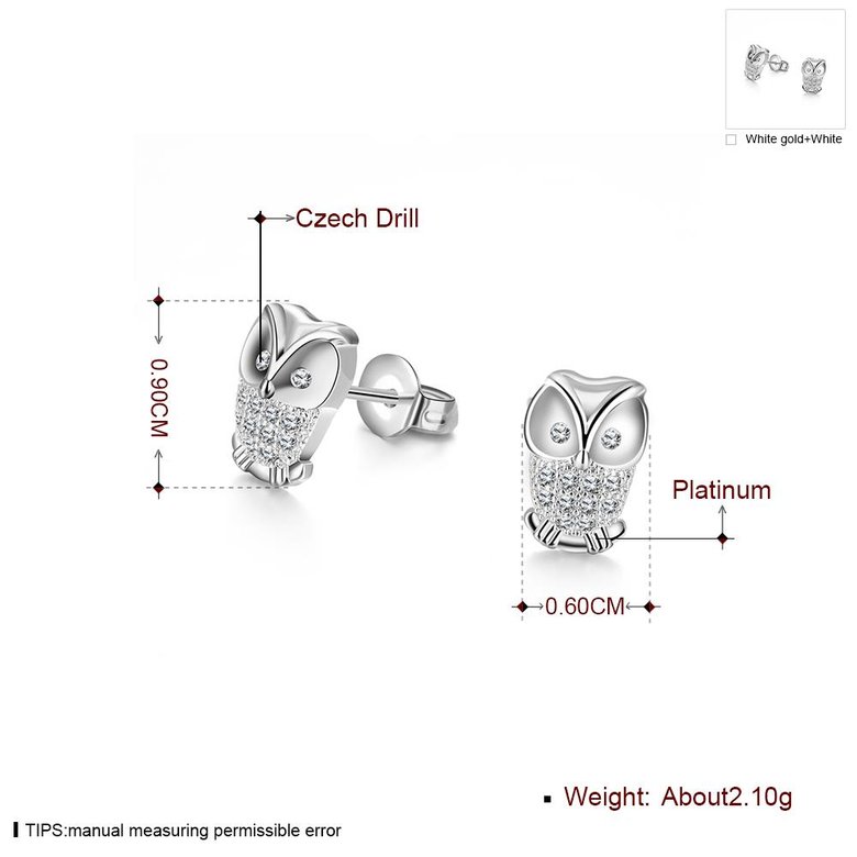 Wholesale Classic Platinum Rhinestone Stud Earring owl  AAA Zircon Earring for Women Crystal Drop Earring Daily Pendant Birthday Gift  TGGPE242 1