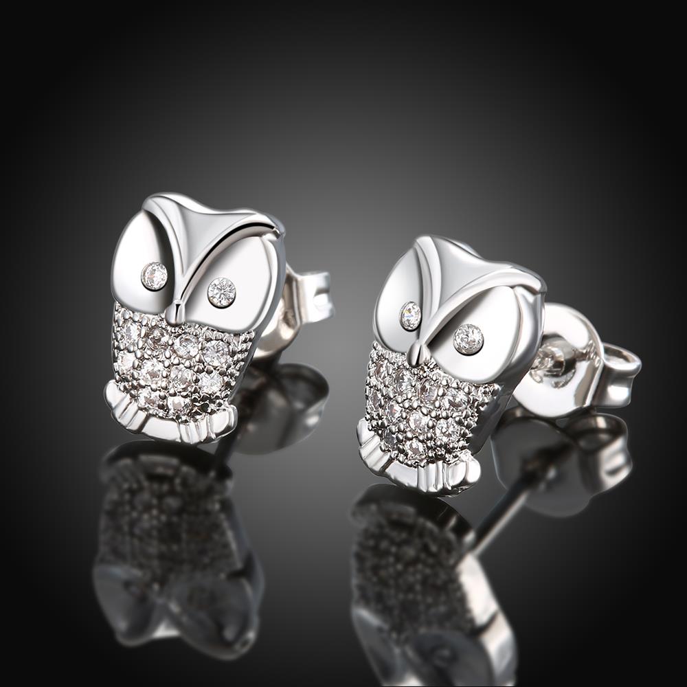 Wholesale Classic Platinum Rhinestone Stud Earring owl  AAA Zircon Earring for Women Crystal Drop Earring Daily Pendant Birthday Gift  TGGPE242 2