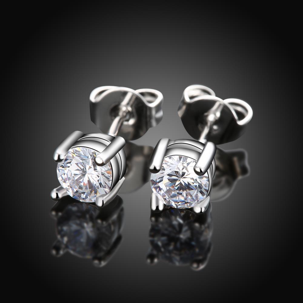 Wholesale Classic Platinum Round CZ Stud Earring Fashion Silver Color Jewelry Vintage Stud Earrings For Women TGGPE250 0