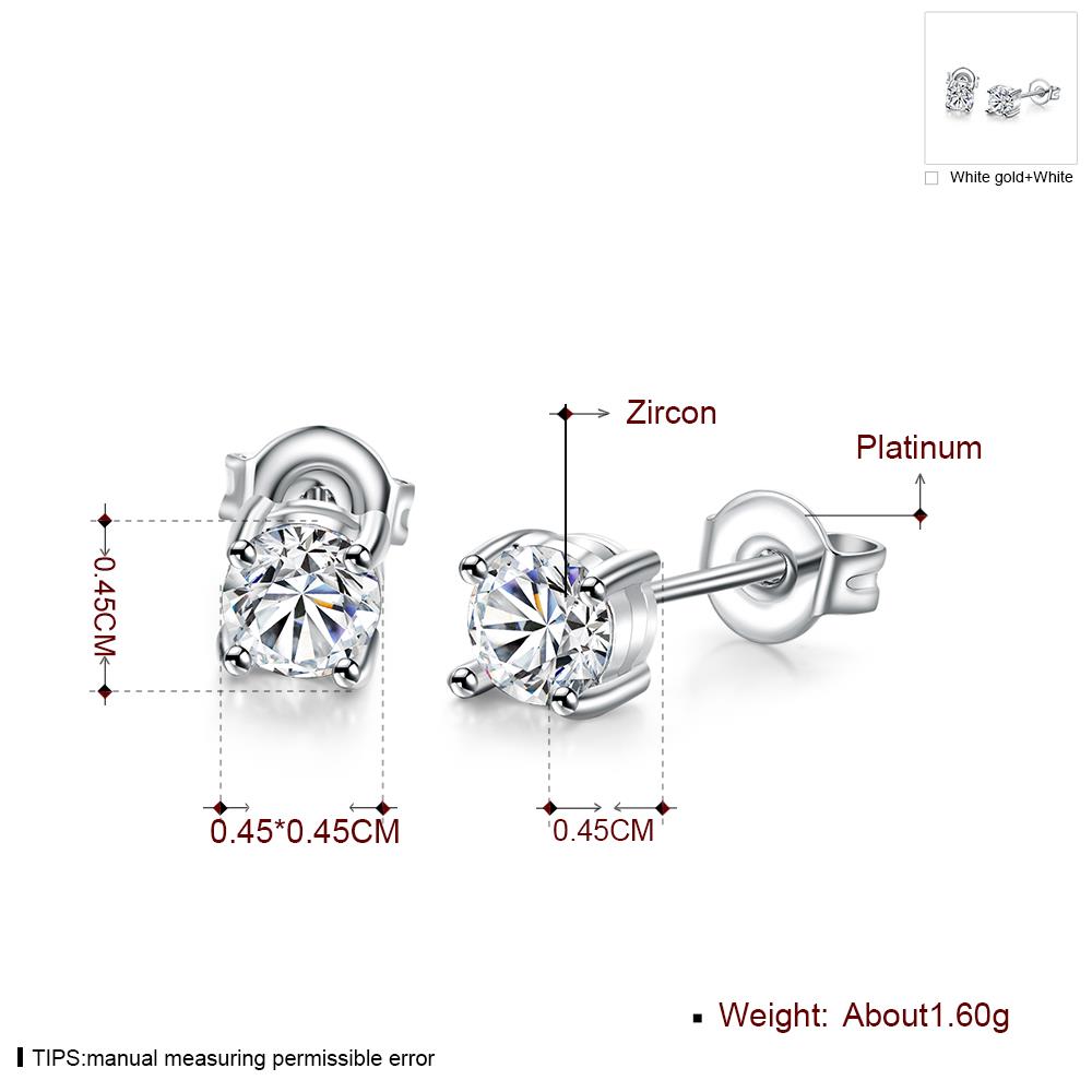 Wholesale Classic Platinum Round CZ Stud Earring Fashion Silver Color Jewelry Vintage Stud Earrings For Women TGGPE250 1