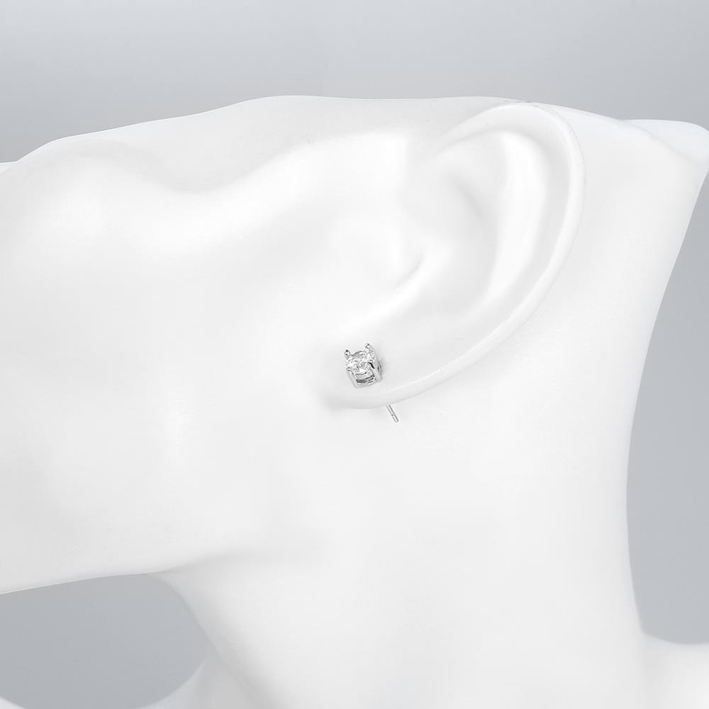 Wholesale Classic Platinum Round CZ Stud Earring Fashion Silver Color Jewelry Vintage Stud Earrings For Women TGGPE250 4