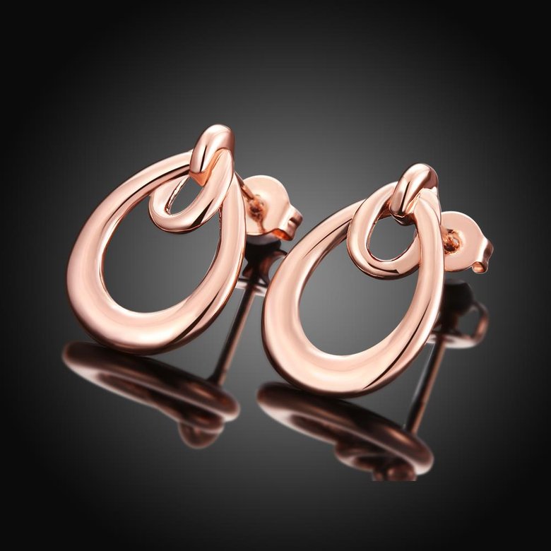 Wholesale Classic Rose Gold Water Drop Stud Earring Hight Quality Double Stud Earrings For Women Gift Jewelry TGGPE257 2