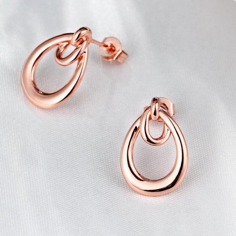 Wholesale Classic Rose Gold Water Drop Stud Earring Hight Quality Double Stud Earrings For Women Gift Jewelry TGGPE257 3