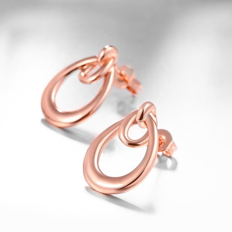 Wholesale Classic Rose Gold Water Drop Stud Earring Hight Quality Double Stud Earrings For Women Gift Jewelry TGGPE257 4