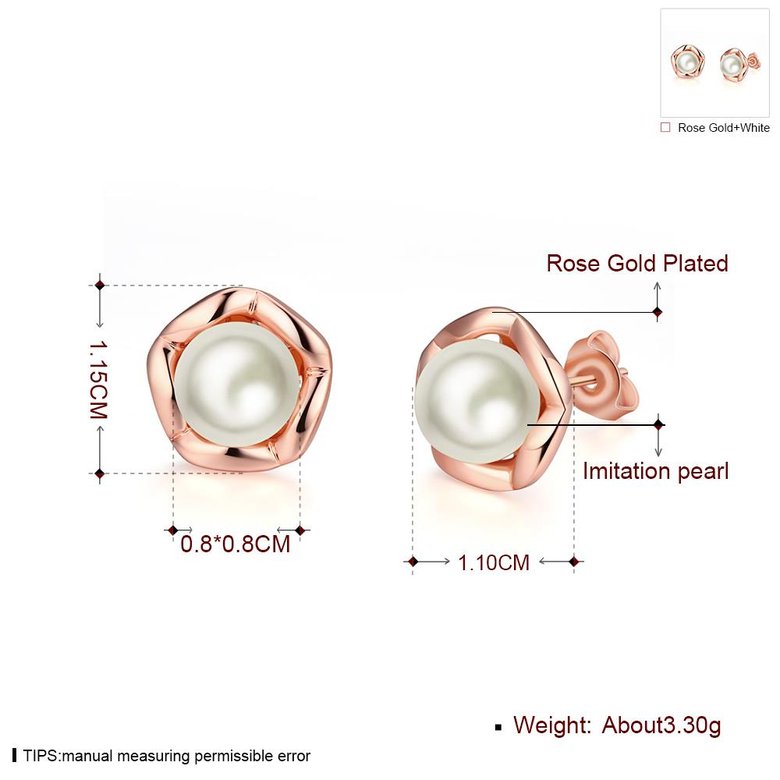 Wholesale Romantic Rose Gold Star Pearl Stud Earring For Women Wedding Jewelry Bridal fashion Accessories TGGPE261 0