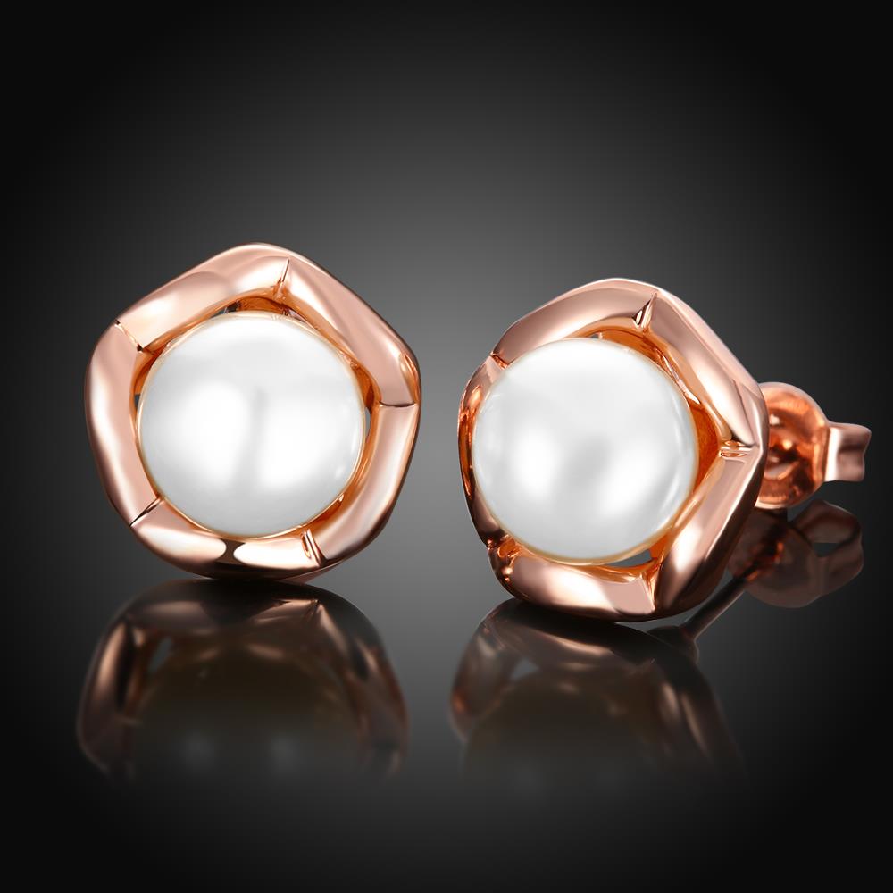 Wholesale Romantic Rose Gold Star Pearl Stud Earring For Women Wedding Jewelry Bridal fashion Accessories TGGPE261 3