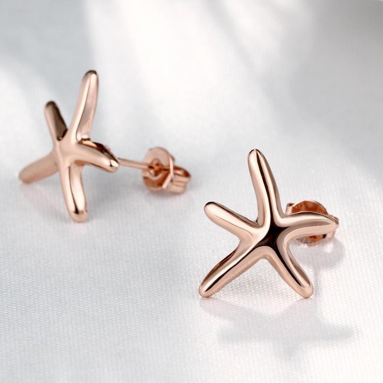 Wholesale Classic Rose Gold Stud Earring New Fashion Seastar stud Earring hot sell jewelry from China TGGPE265 2
