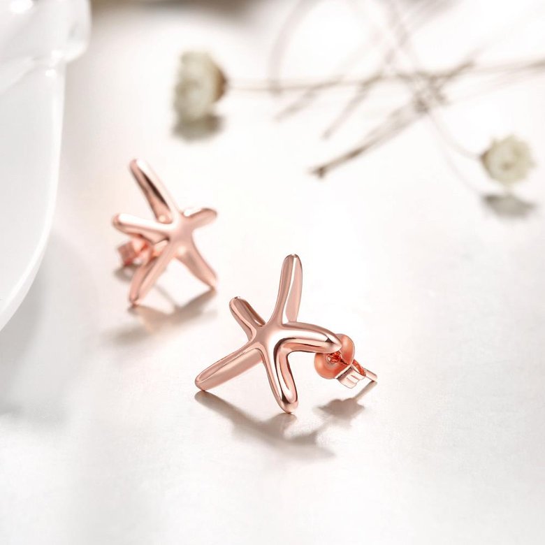 Wholesale Classic Rose Gold Stud Earring New Fashion Seastar stud Earring hot sell jewelry from China TGGPE265 3