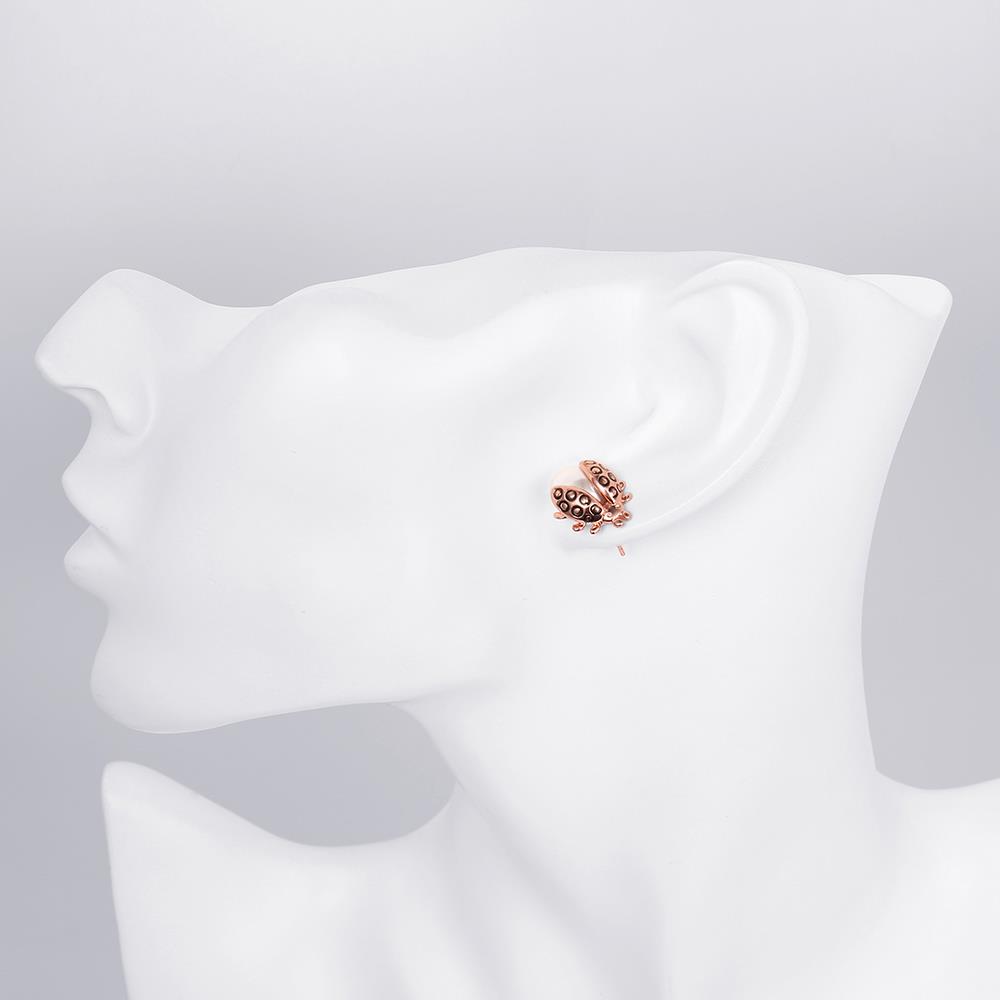 Wholesale Exquisite pearl Insect Ladybirds Stud Earrings For Women Party Gifts rose gold Alloy Earring Fashion Jewelry Accessory TGGPE267 2