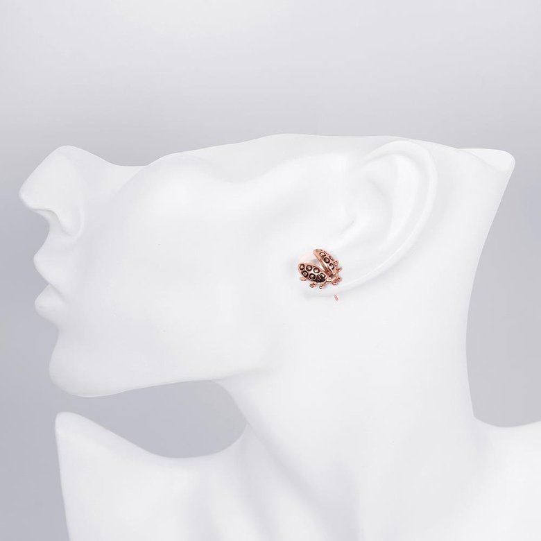 Wholesale Exquisite pearl Insect Ladybirds Stud Earrings For Women Party Gifts rose gold Alloy Earring Fashion Jewelry Accessory TGGPE267 2