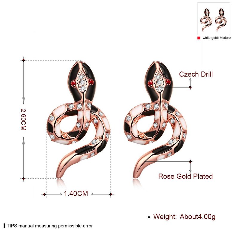 Wholesale Charms Stud Earrings for Women Rose Gold Black Snake Women Earrings Female Party Fashion Jewelry TGGPE278 0