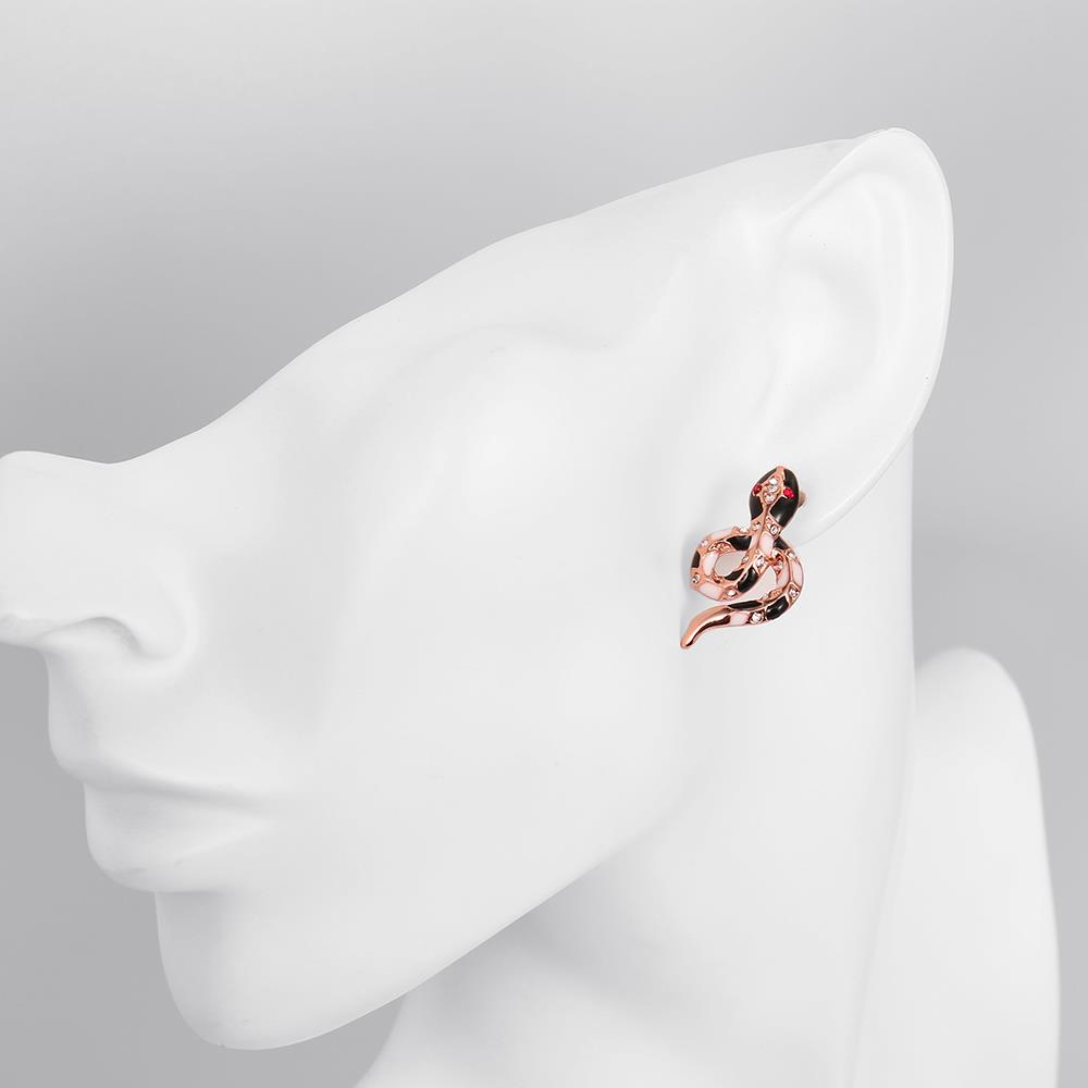Wholesale Charms Stud Earrings for Women Rose Gold Black Snake Women Earrings Female Party Fashion Jewelry TGGPE278 4