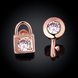 Wholesale Trendy Delicate Inlaid Zircon Key Lock Asymmetric Earring For Women rose gold Accessories Luxury Earring Jewelry Gift  TGGPE284 1 small
