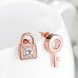Wholesale Trendy Delicate Inlaid Zircon Key Lock Asymmetric Earring For Women rose gold Accessories Luxury Earring Jewelry Gift  TGGPE284 2 small