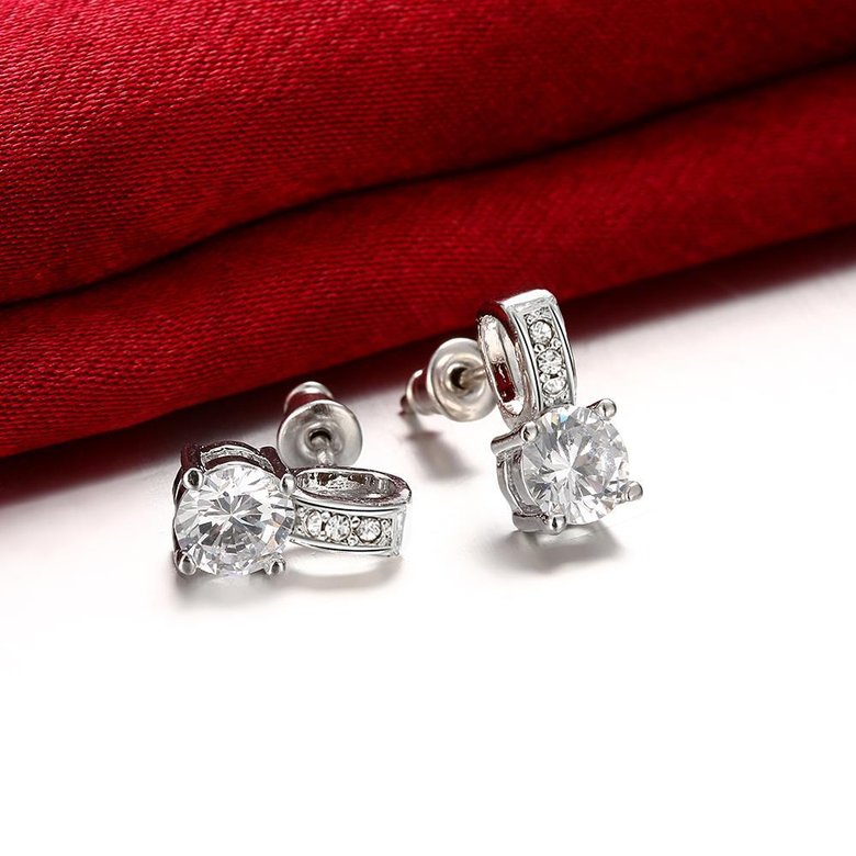 Wholesale China wholesale jewelry Luxury Silver Color White Cubic Zircon Brilliant Women Wedding Earring Timeless Styling Classic Jewelry TGGPE308 2