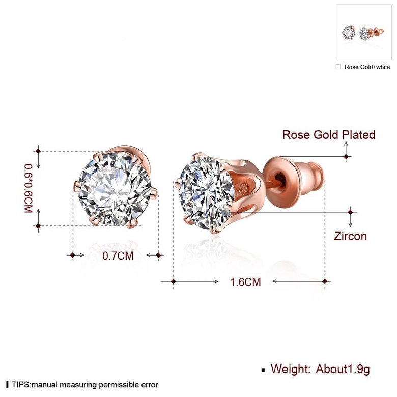 Wholesale Trendy Rose Gold Geometric CZ Stud Earring Elegant temperamentCrystal Jewelry Accessory For Women Wedding Party Gifts TGGPE311 0
