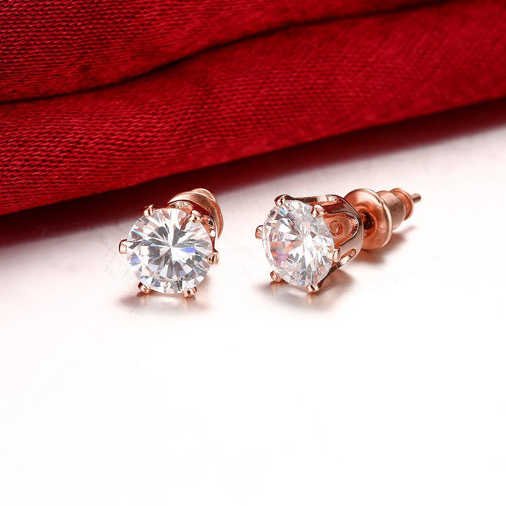 Wholesale Trendy Rose Gold Geometric CZ Stud Earring Elegant temperamentCrystal Jewelry Accessory For Women Wedding Party Gifts TGGPE311 2