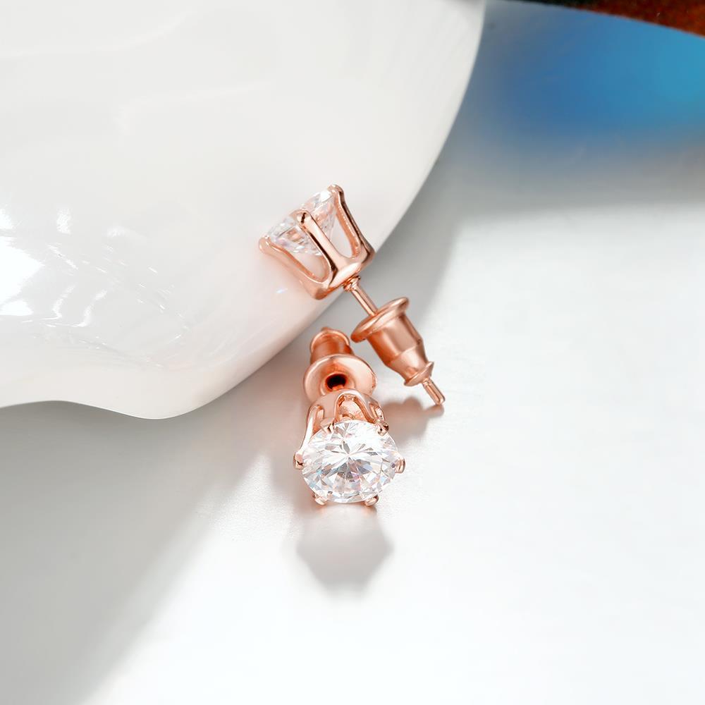 Wholesale Trendy Rose Gold Geometric CZ Stud Earring Elegant temperamentCrystal Jewelry Accessory For Women Wedding Party Gifts TGGPE311 3