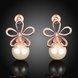 Wholesale Romantic Rose Gold plated flower for women's pearl earrings crystal  high quality jewelry TGGPE316 1 small