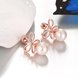Wholesale Romantic Rose Gold plated flower for women's pearl earrings crystal  high quality jewelry TGGPE316 3 small