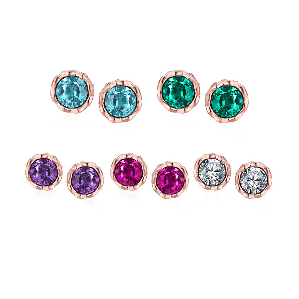 Wholesale China jewelry wholesale colourful Crystal Round Earrings purple Zircon Stone Stud Earrings For Women wedding Jewelry TGGPE340 0