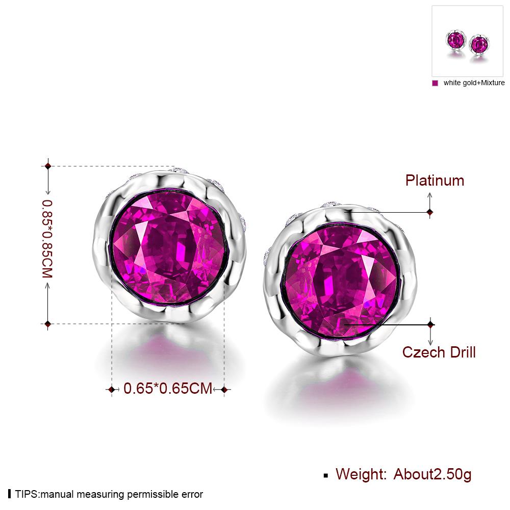 Wholesale China jewelry wholesale colourful Crystal Round Earrings purple Zircon Stone Stud Earrings For Women wedding Jewelry TGGPE340 13
