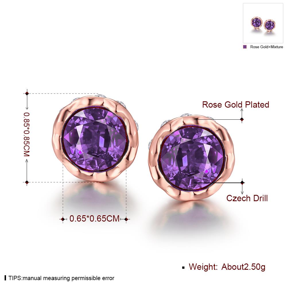 Wholesale China jewelry wholesale colourful Crystal Round Earrings purple Zircon Stone Stud Earrings For Women wedding Jewelry TGGPE340 2