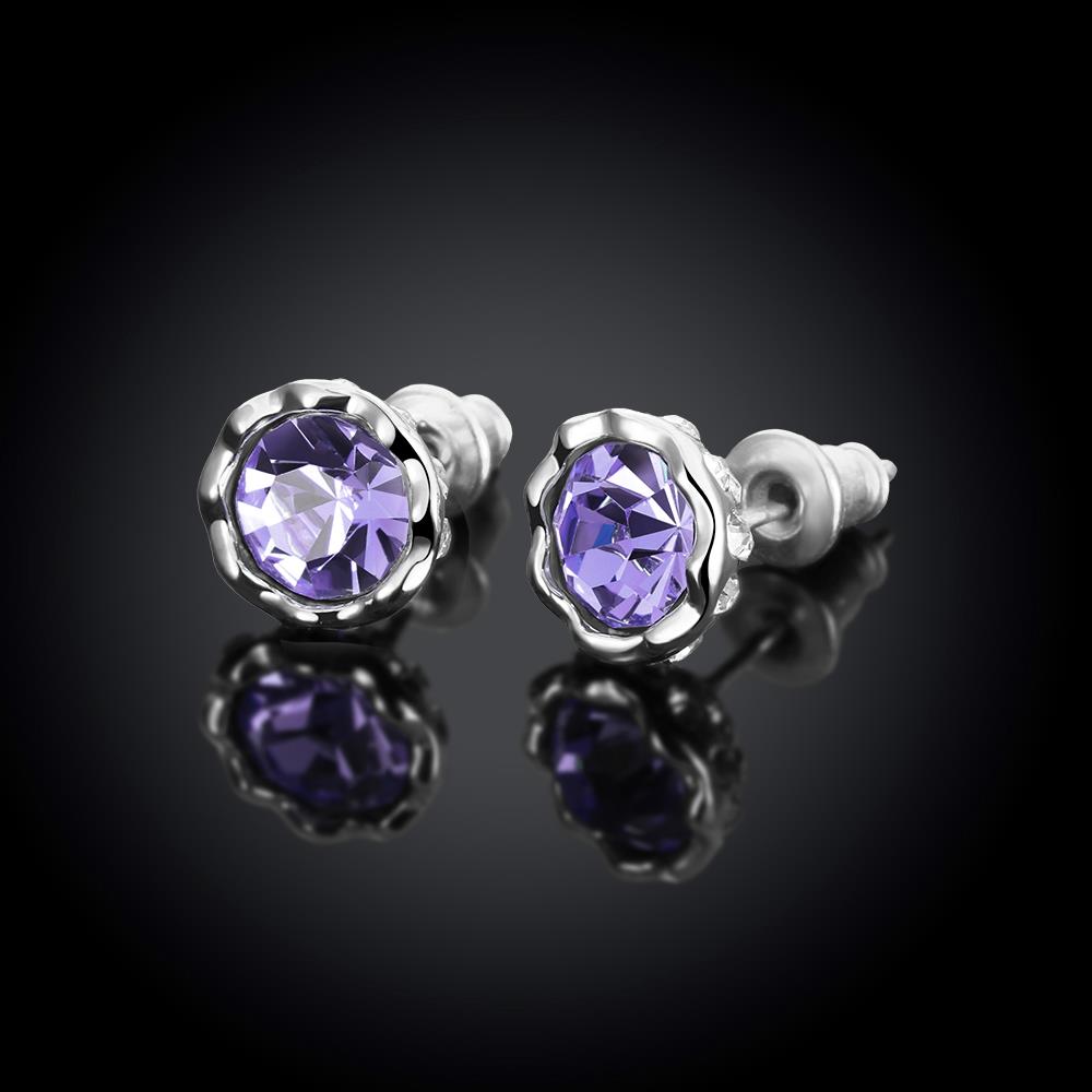 Wholesale China jewelry wholesale colourful Crystal Round Earrings purple Zircon Stone Stud Earrings For Women wedding Jewelry TGGPE340 5