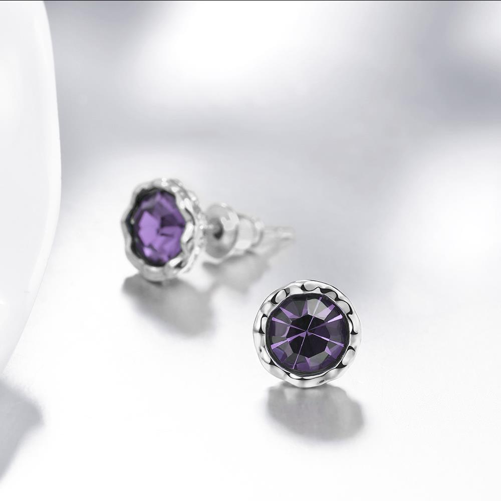 Wholesale China jewelry wholesale colourful Crystal Round Earrings purple Zircon Stone Stud Earrings For Women wedding Jewelry TGGPE340 6