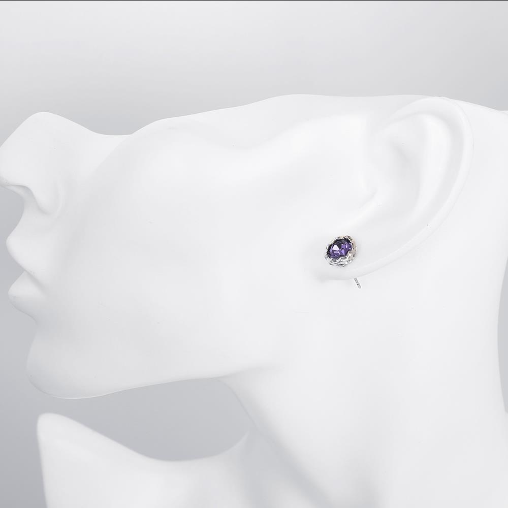 Wholesale China jewelry wholesale colourful Crystal Round Earrings purple Zircon Stone Stud Earrings For Women wedding Jewelry TGGPE340 7