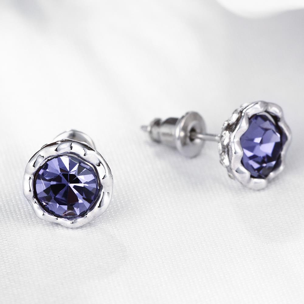 Wholesale China jewelry wholesale colourful Crystal Round Earrings purple Zircon Stone Stud Earrings For Women wedding Jewelry TGGPE340 8