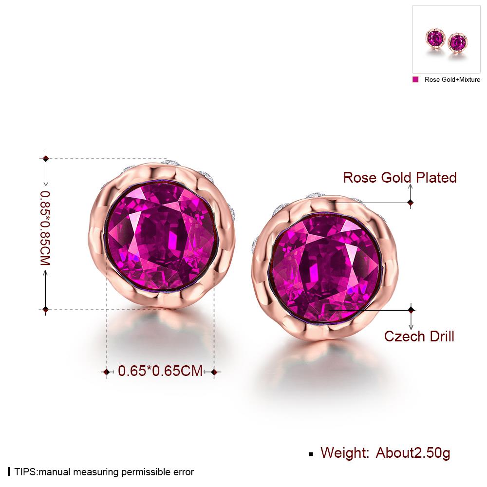 Wholesale China jewelry wholesale colourful Crystal Round Earrings purple Zircon Stone Stud Earrings For Women wedding Jewelry TGGPE340 9