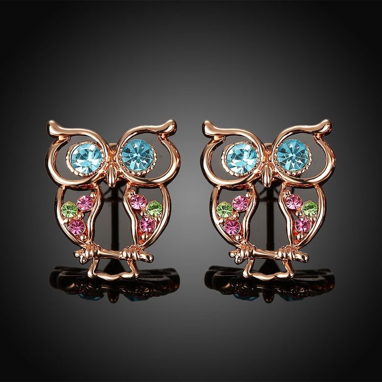 Wholesale Trendy Titanium Animal Stud Earring Exquisite owl blue Zircon Earring for Women AAA Zircon Earring Birthday Gift Present TGGPE355 1