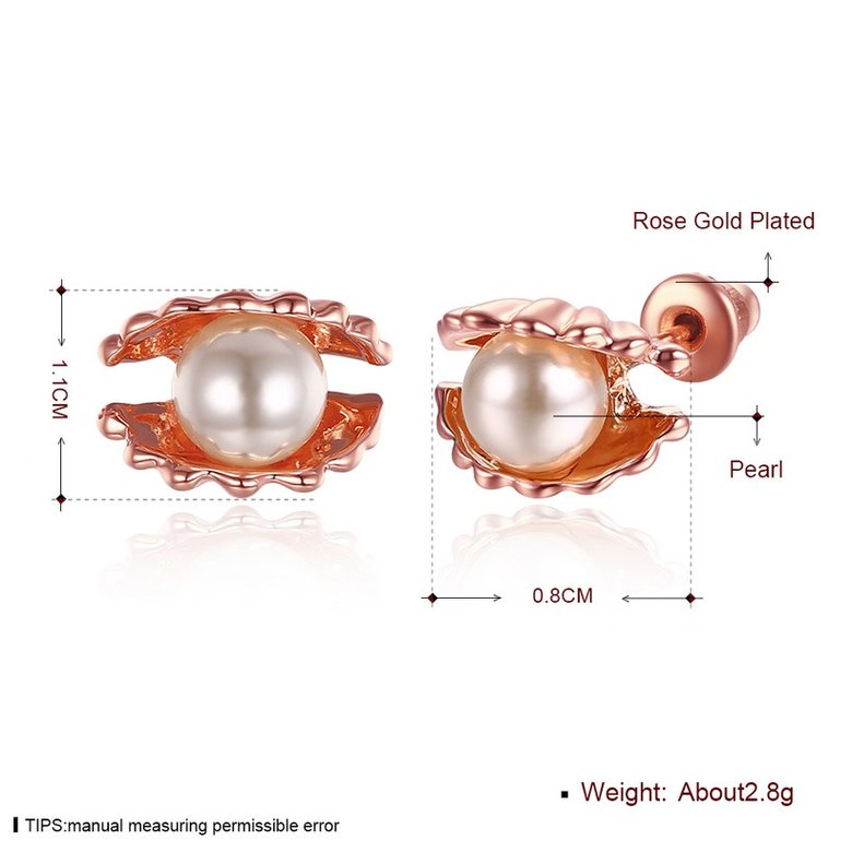 Wholesale Gold plated jewelry wholesale metal shell design exquisite shining crystal Fashion temperament contracted pearl earrings  TGGPE357 0